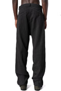 Stretch corrugated cotton wide-leg pants, Black