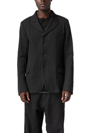 Masnada | AW26 - Stretch corrugated cotton jacket, Black M3741, front view on model