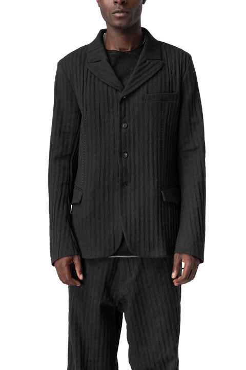 Masnada | AW26 - Stretch corrugated cotton jacket, Black M3741, front view on model