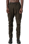 Crushed wool and linen baggy stitched trousers, Mocha