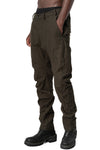 Crushed wool and linen baggy stitched trousers, Mocha