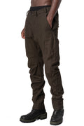Crushed wool and linen baggy stitched trousers, Mocha
