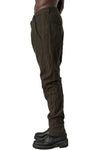 Crushed wool and linen baggy stitched trousers, Mocha
