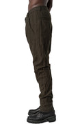 Crushed wool and linen baggy stitched trousers, Mocha