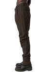 Crushed wool and linen baggy stitched trousers, Mocha