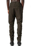 Crushed wool and linen baggy stitched trousers, Mocha