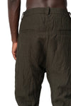 Crushed wool and linen baggy stitched trousers, Mocha