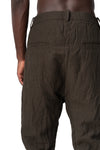 Crushed wool and linen baggy stitched trousers, Mocha