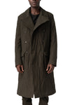 Double-breasted crushed wool and linen pocket coat, Mocha