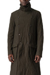 Double-breasted crushed wool and linen pocket coat, Mocha