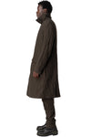 Double-breasted crushed wool and linen pocket coat, Mocha