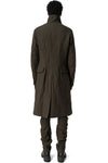 Double-breasted crushed wool and linen pocket coat, Mocha