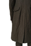 Double-breasted crushed wool and linen pocket coat, Mocha