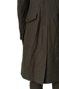 Double-breasted crushed wool and linen pocket coat, Mocha