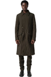 Double-breasted crushed wool and linen pocket coat, Mocha