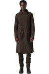 Double-breasted crushed wool and linen pocket coat, Mocha