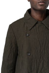 Double-breasted crushed wool and linen pocket coat, Mocha