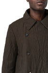 Double-breasted crushed wool and linen pocket coat, Mocha