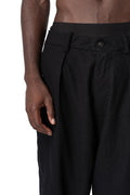 Pleated supersoft wool wide-leg trousers, Black