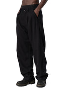 Pleated supersoft wool wide-leg trousers, Black