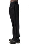Pleated supersoft wool wide-leg trousers, Black