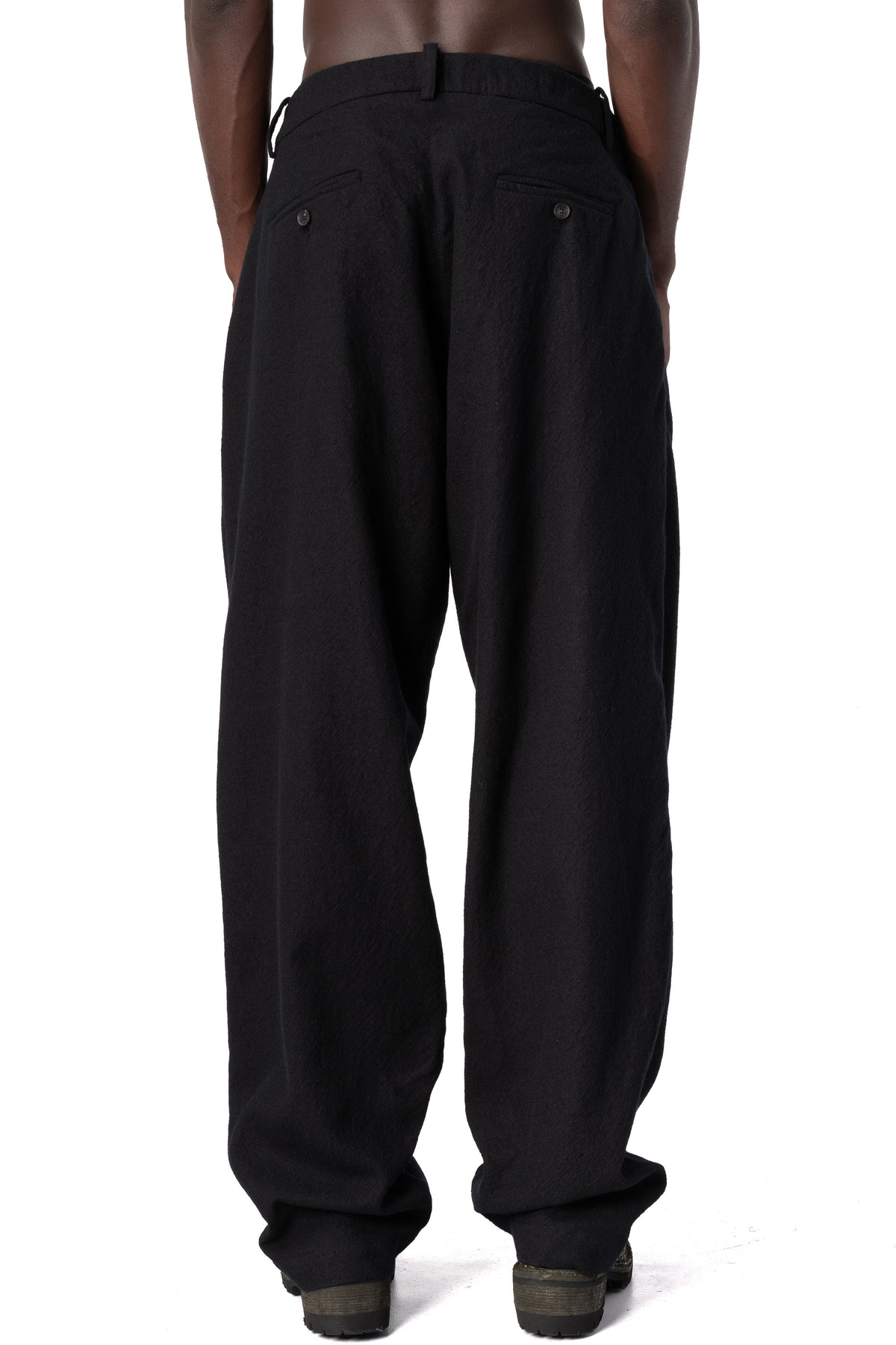 Pleated supersoft wool wide-leg trousers, Black