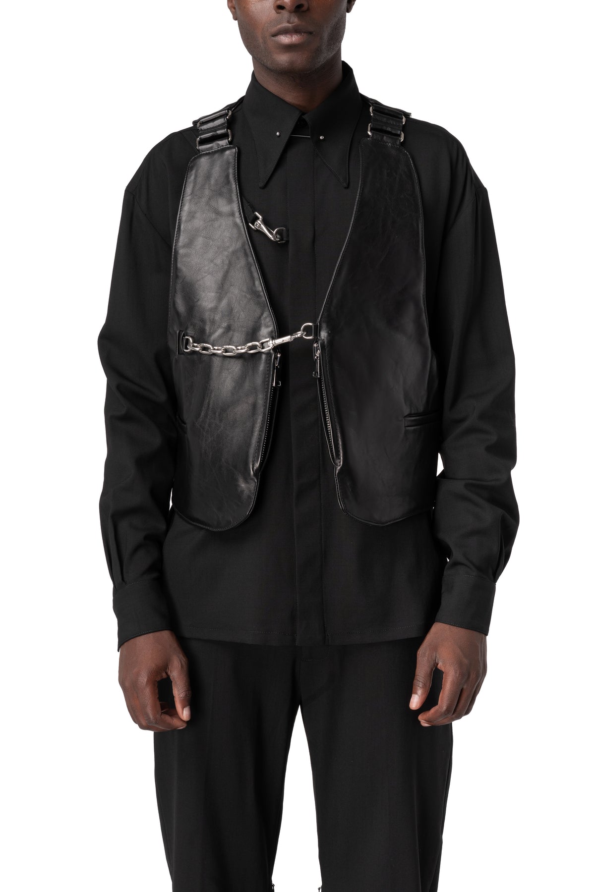 Söderberg | AW26 - Leather waistcoat, Black 12, front view