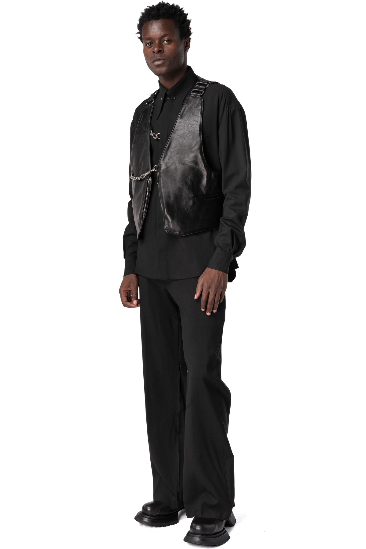 Leather waistcoat, Black