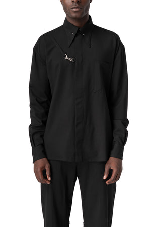 Söderberg | AW26 - Wool blend shirt, Black 13, front view