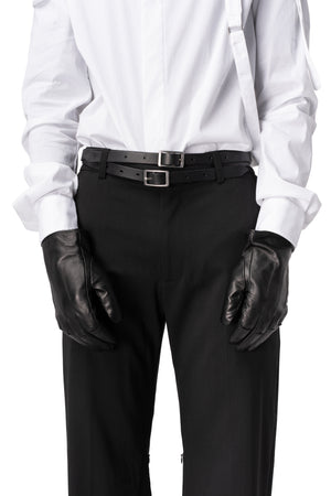 Leather slit gloves, Black