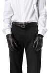 Leather slit gloves, Black