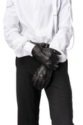 Leather slit gloves, Black