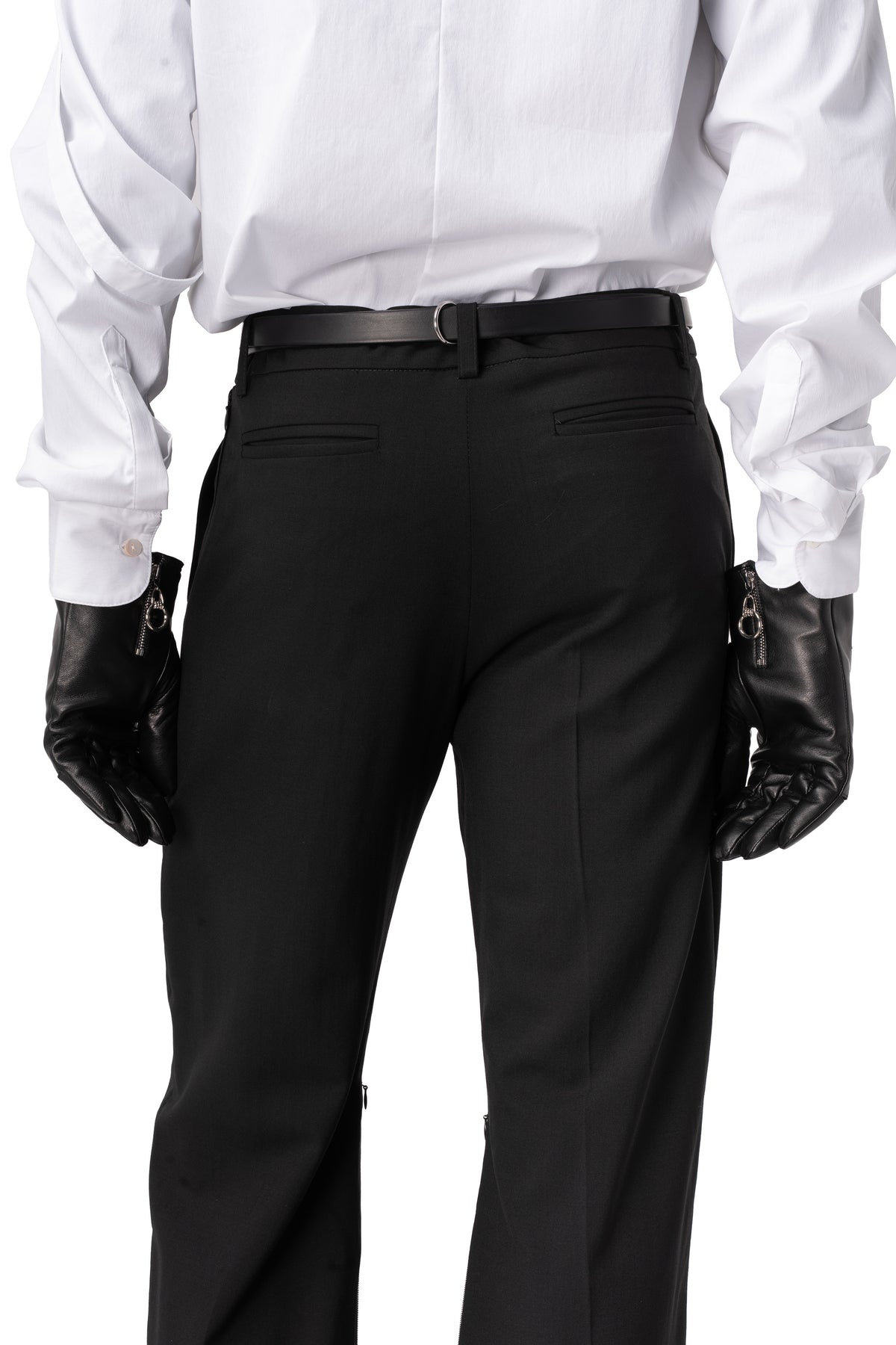 Leather slit gloves, Black