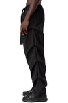 Comfort fit textured cotton trousers, Black