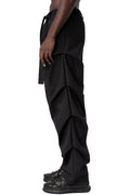 Comfort fit textured cotton trousers, Black