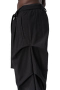 Comfort fit textured cotton trousers, Black