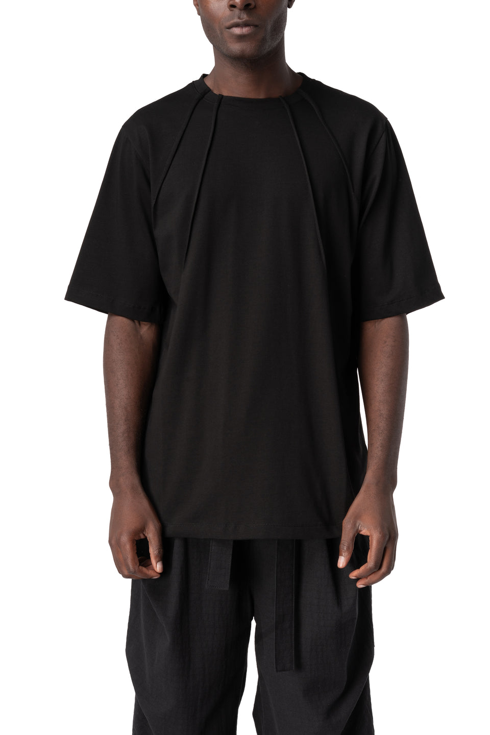 Oversized bi-stretch cotton t-shirt, Black