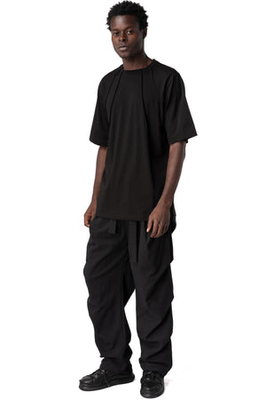 Oversized bi-stretch cotton t-shirt, Black