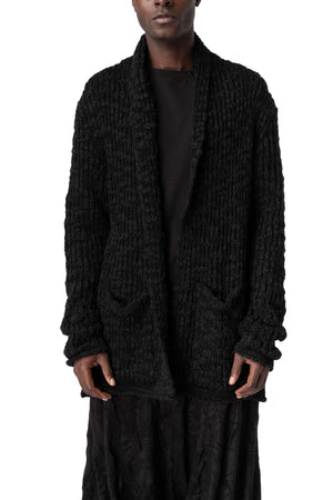 La Haine Inside Us | AW26 - Bouclé knit cardigan, Black M1374, front view