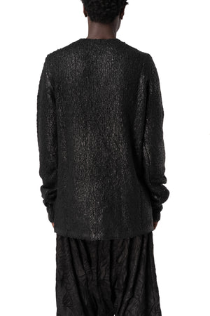 Long coated bouclé knit sweater, Black
