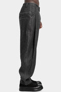 Curved pleated linen & wool pants