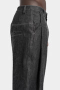 Curved pleated linen & wool pants