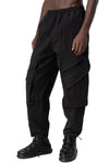 Comfort fit textured cotton cargo trousers, Black