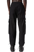Comfort fit textured cotton cargo trousers, Black