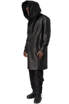 Faux sheepskin hooded coat, Black