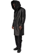 Faux sheepskin hooded coat, Black