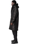 Faux sheepskin hooded coat, Black