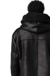 Faux sheepskin hooded coat, Black