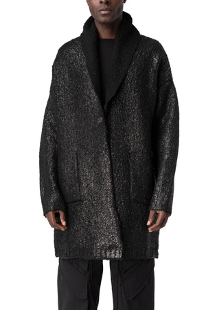 La Haine Inside Us | AW26 - Bouclé knit coat, Black M1298, front view