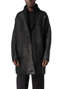 Reversible coated bouclé knit coat, Black